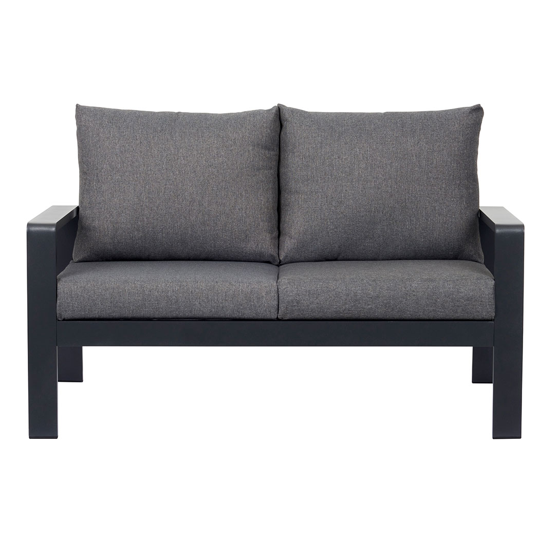 Lis sofa ogrodowa 2-osobowa z poduszkami czarny, szary.