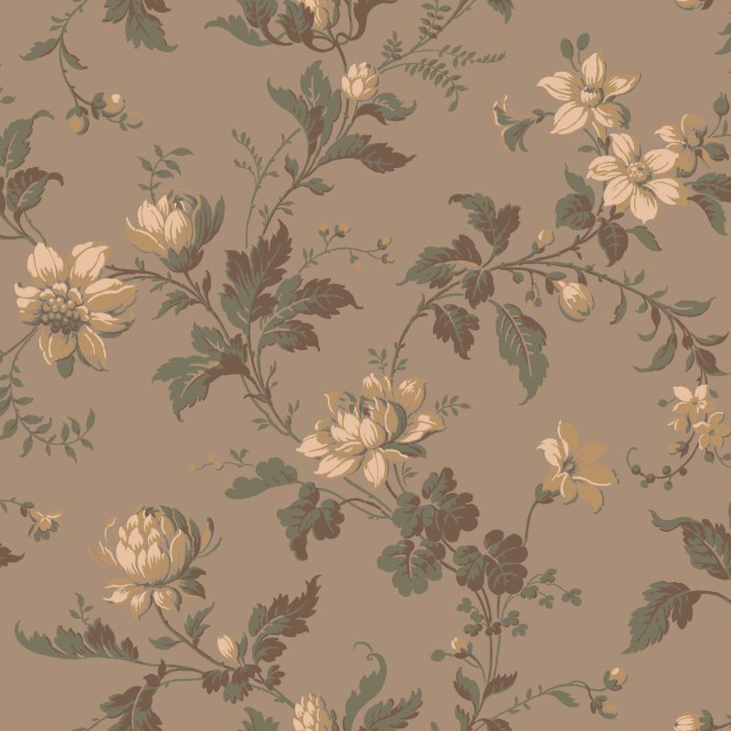 Papel pintado flores vintage marrón - 53 cm x 10.05 m - borastapeter