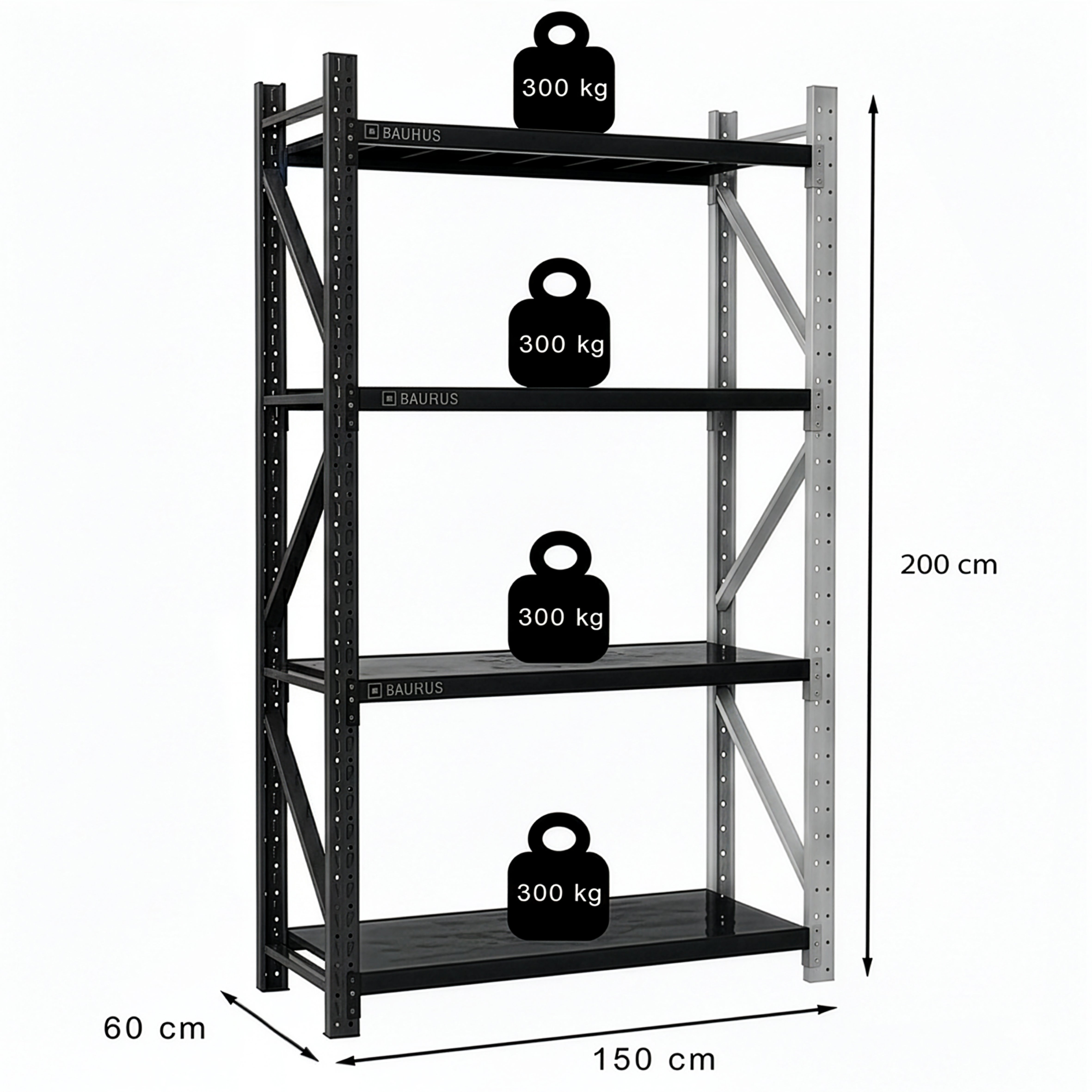 Moduł dodatkowy do regału magazynowego 200x150x60 czarny