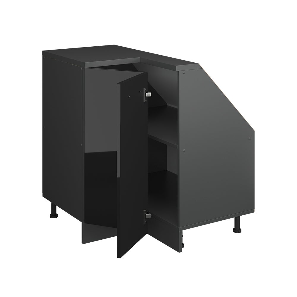 Vicco Szafa skosna Szafka narożna Rion, Czarny/antracyt o wysokim połysku, 75.6 x 81.6 cm z 1 drzwiami - 4