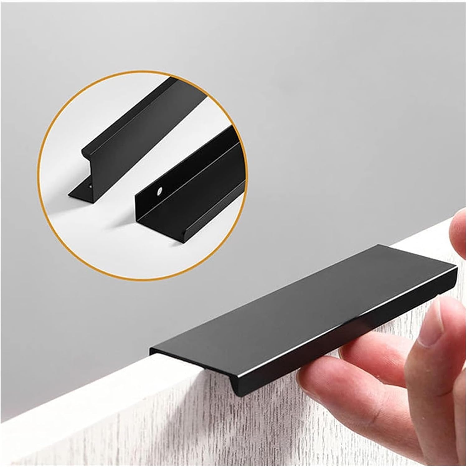 Poignée invisible – idéale pour différents styles d'armoires, tiroirs, placards et meubles – 1 pièce, noire, 150 mm - 5