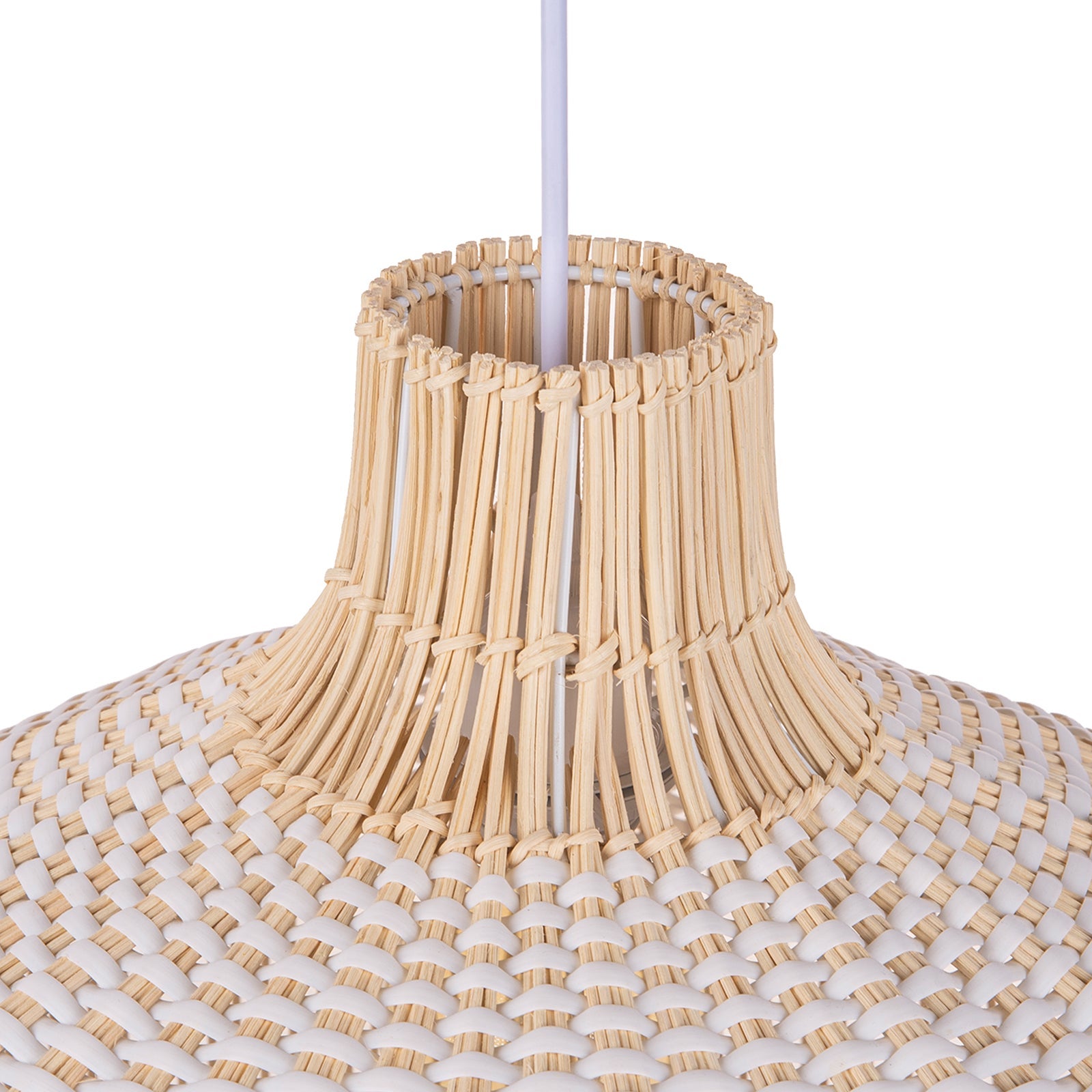 Luminaire en rotin pengant Luminaire de plafond panier blanc Lustre pour salon chambre à coucher D50 cm x H50 cm - 3