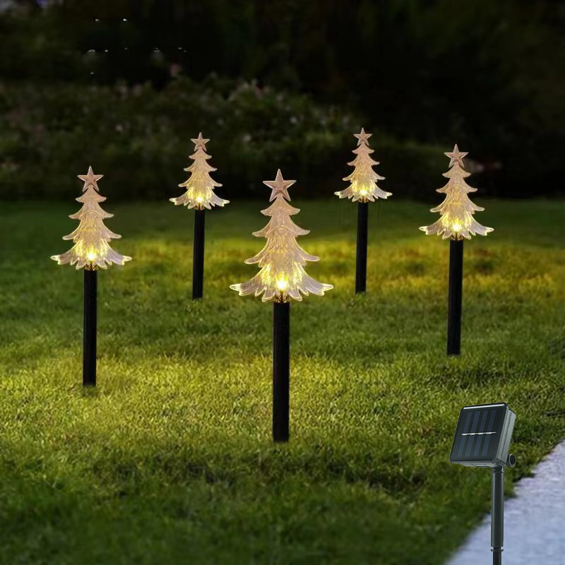 Świąteczne lampy solarne do alejek, lampy solarne choinkowe, dekoracje świąteczne, lampy solarne do krajobrazu (5 sztuk/zestaw)