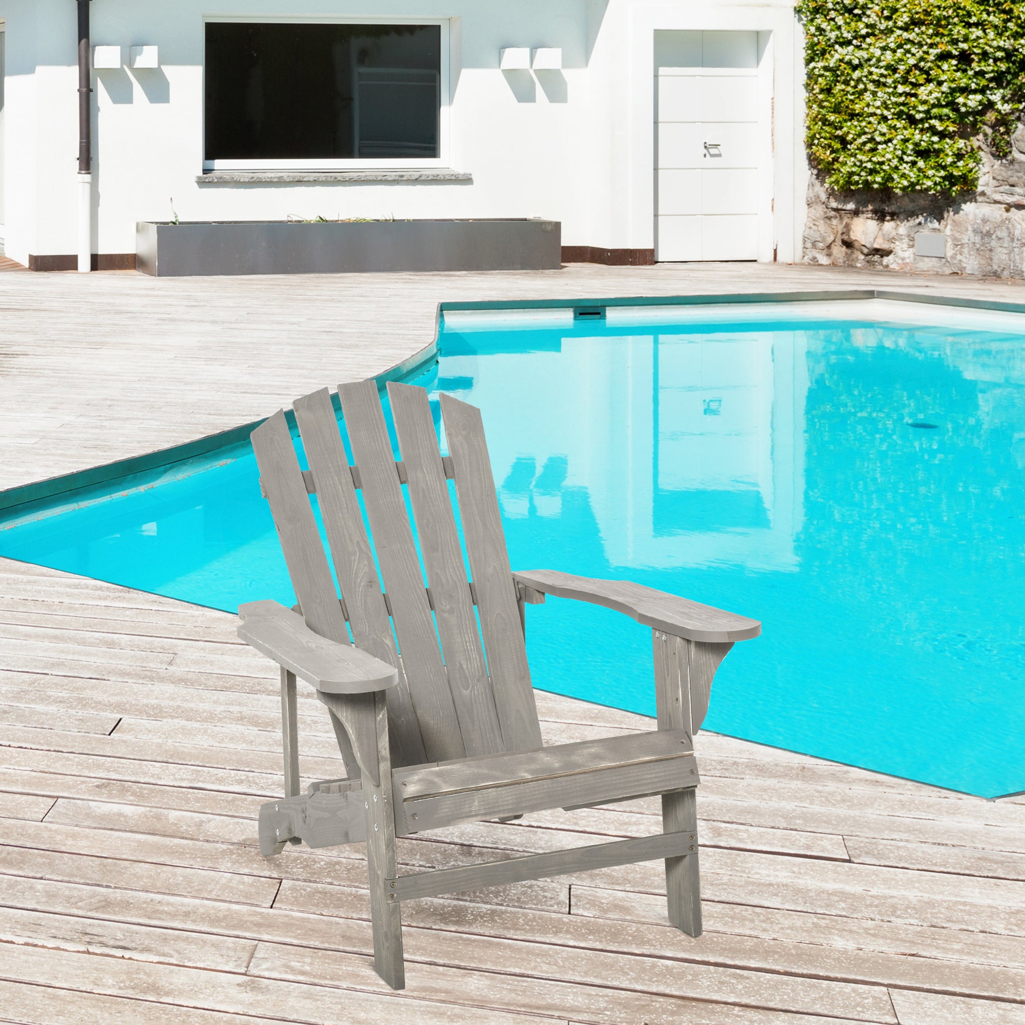 Outsunny - fauteuil de jardin - Bois - 78x89x88cm - Gris - 2