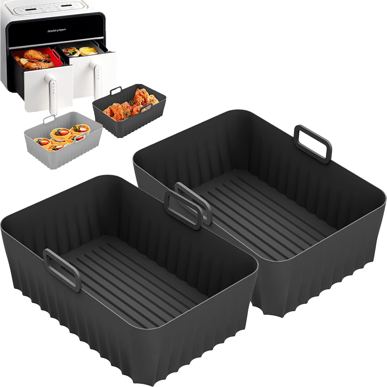 Lot De 2 Moules Silicone + Poignée Pour Airfryer Ninja AF300EU - Neuf