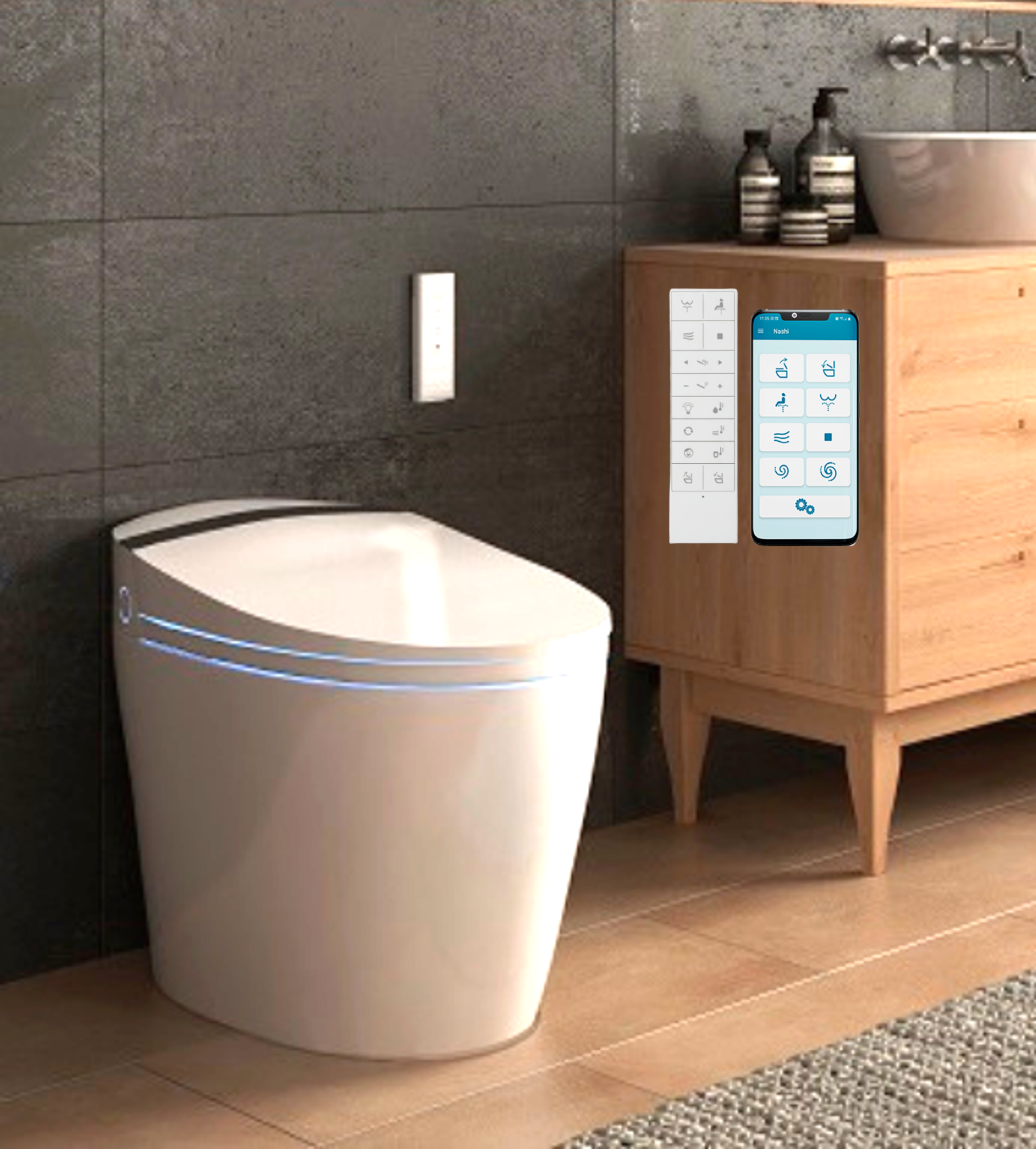 INODORO JAPONÉS WC INTELIGENTE NASHI ALDARA IPLUS 5, APERTURA/CIERRE AUTOMÁTICOS, MANDO A DISTANCIA, APP, NO ES NECESARIO DEPÓSITO - 8