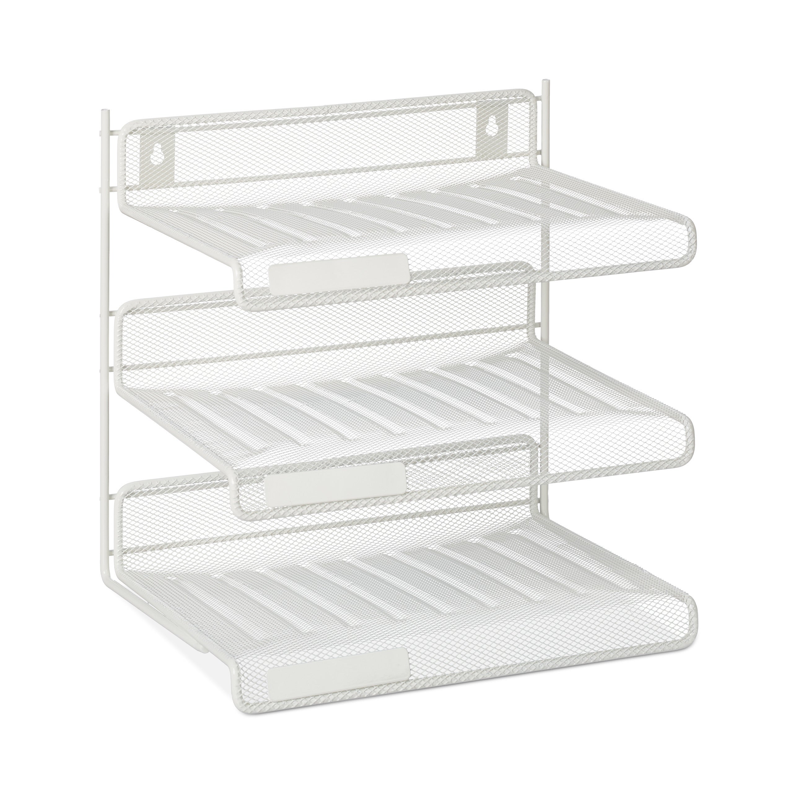 Relaxdays Organizer Portadocumenti in Acciaio, 3 Vaschette, Portalettere A4, da Parete HLP: 32 x 33 x 24,5 cm, Bianco - 9