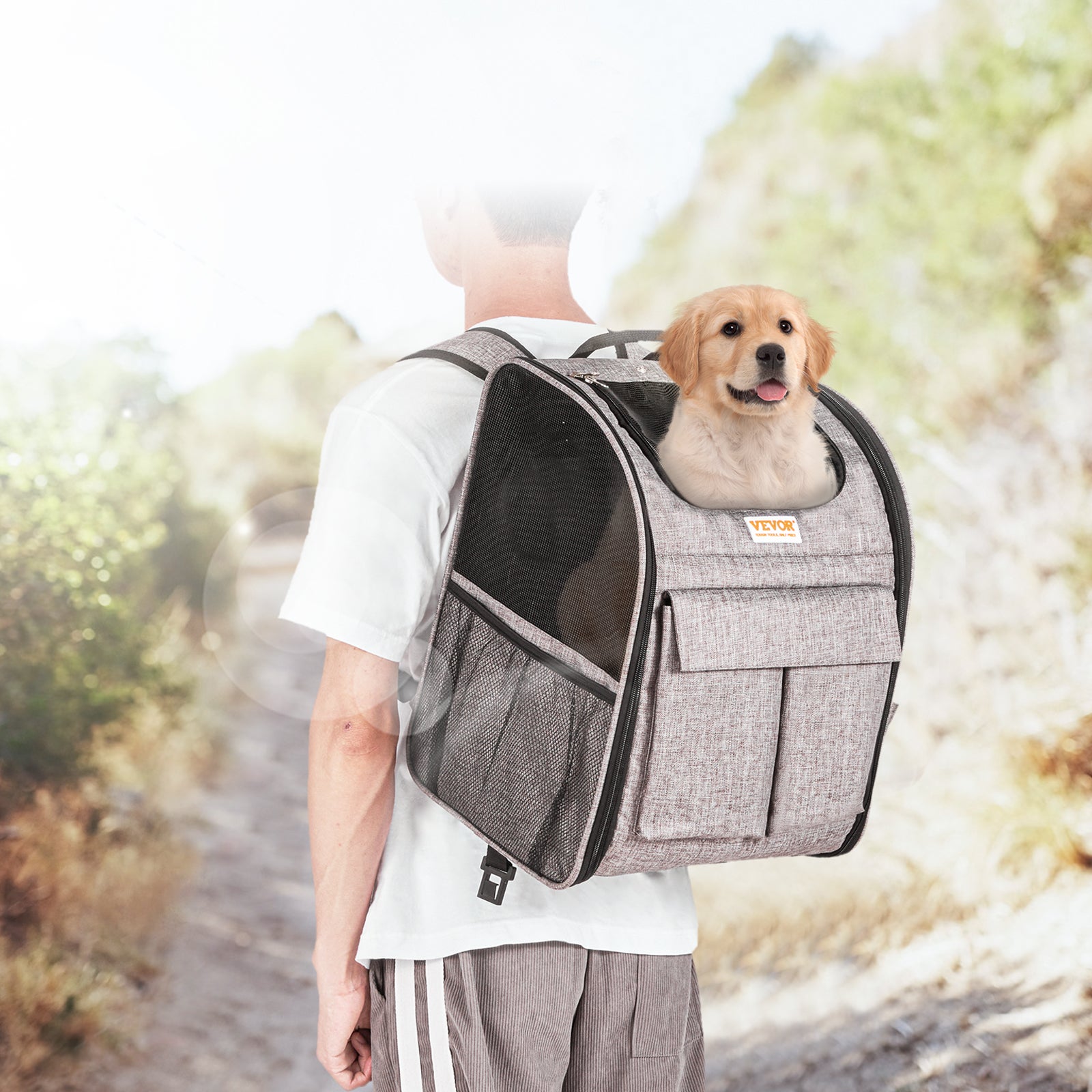 Sac à Roulettes Chat Chien VEVOR 8,1 kg Sac Transport Chats Poignée Télescopique Bandoulière Gamelle Pliable Transporteur Roulant Fermeture Éclair - 8
