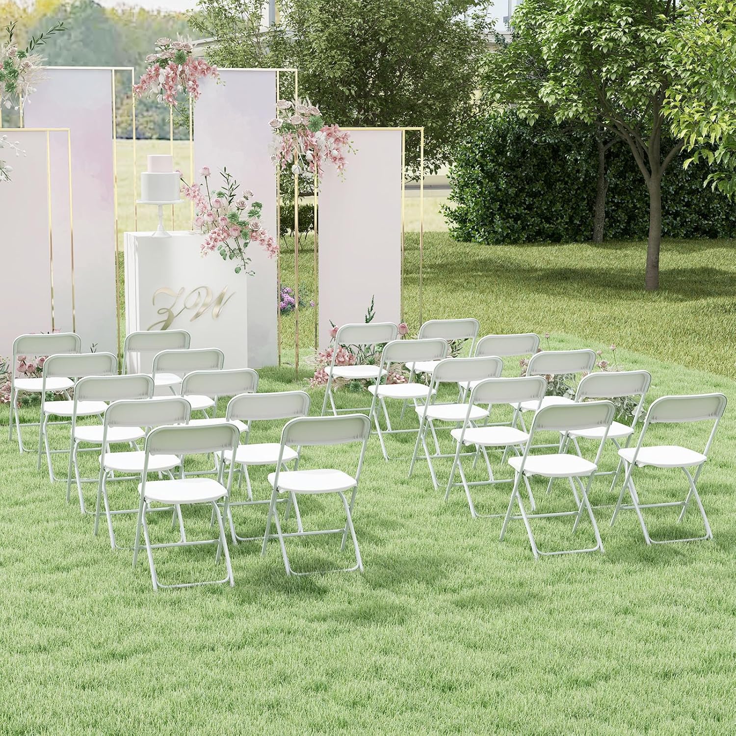 Set di 4 Sedie Pieghevoli in Metallo, Sedie da Patio Portatili con Sedile e Schienale in Plastica, Struttura in Metallo, Sedie da Pranzo per E - 2