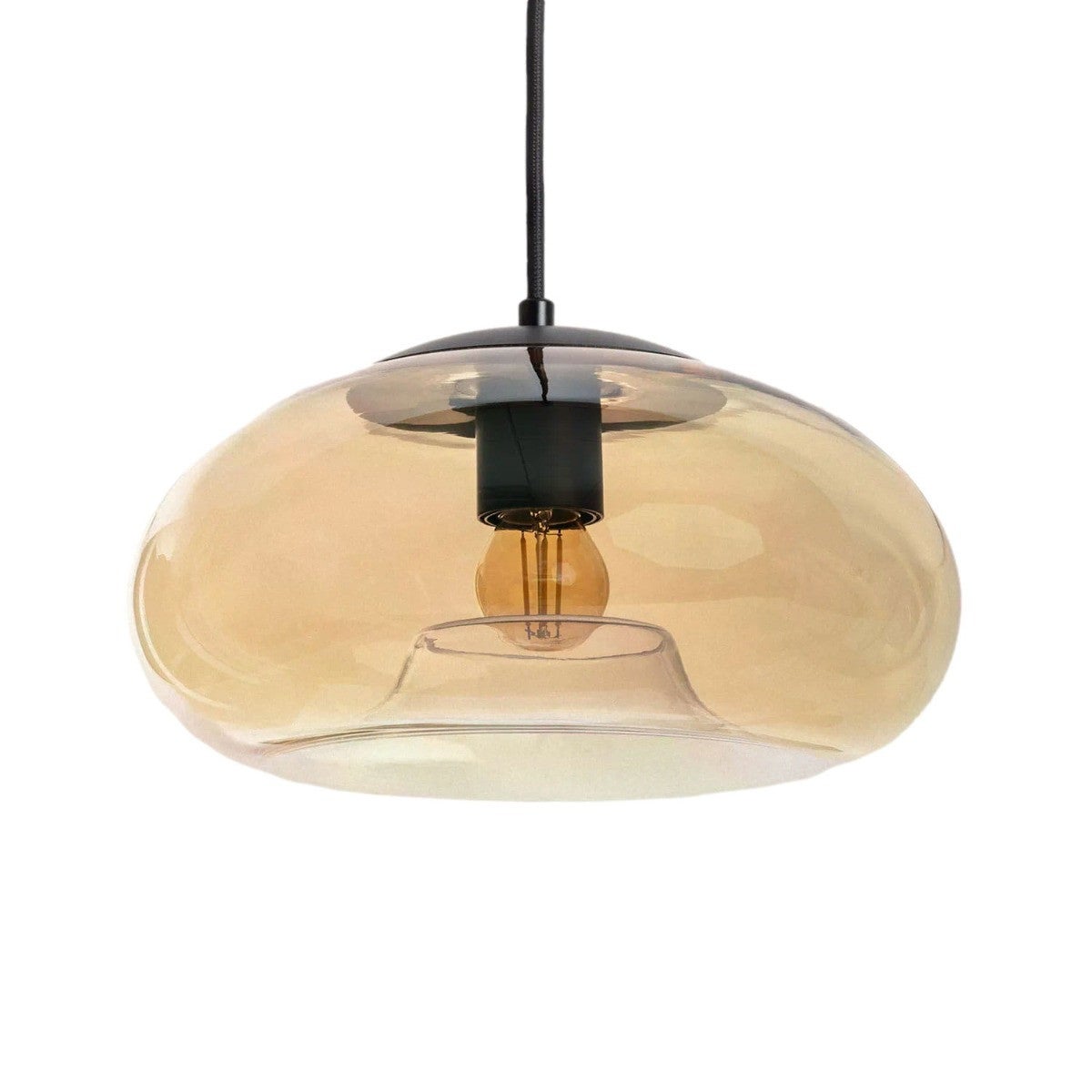 Lampa wisząca Tesoro miodowo-czarna 1xE27x20W wym: 170 x 28 x 28 cm szkło Abruzzo