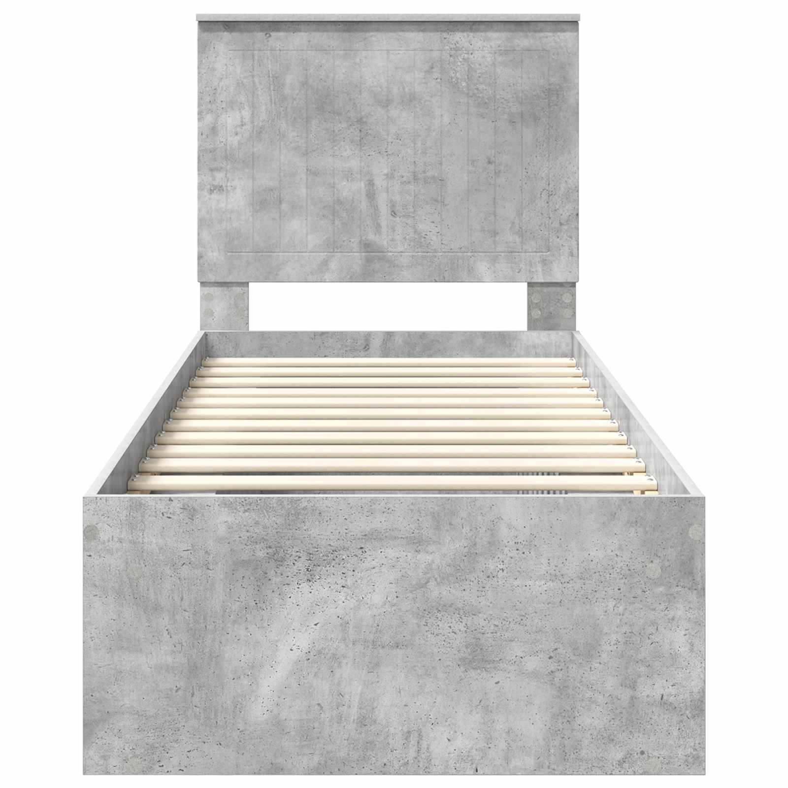 Cadre de lit gris béton 75 x 190 cm, bois de pin massif - 7