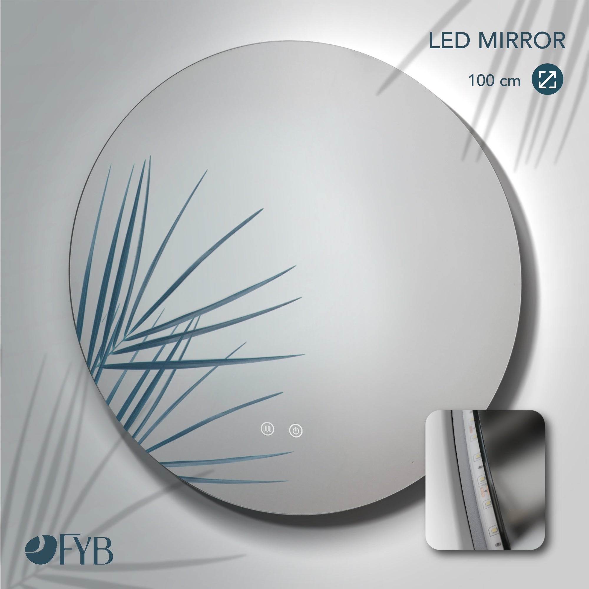 Feel Your Bath, Meuble de Salle de Bain PANTER Blanc 80 cm, 2 Tiroirs, Vasque Céramique Intégrée et Miroir Rond LED - 4
