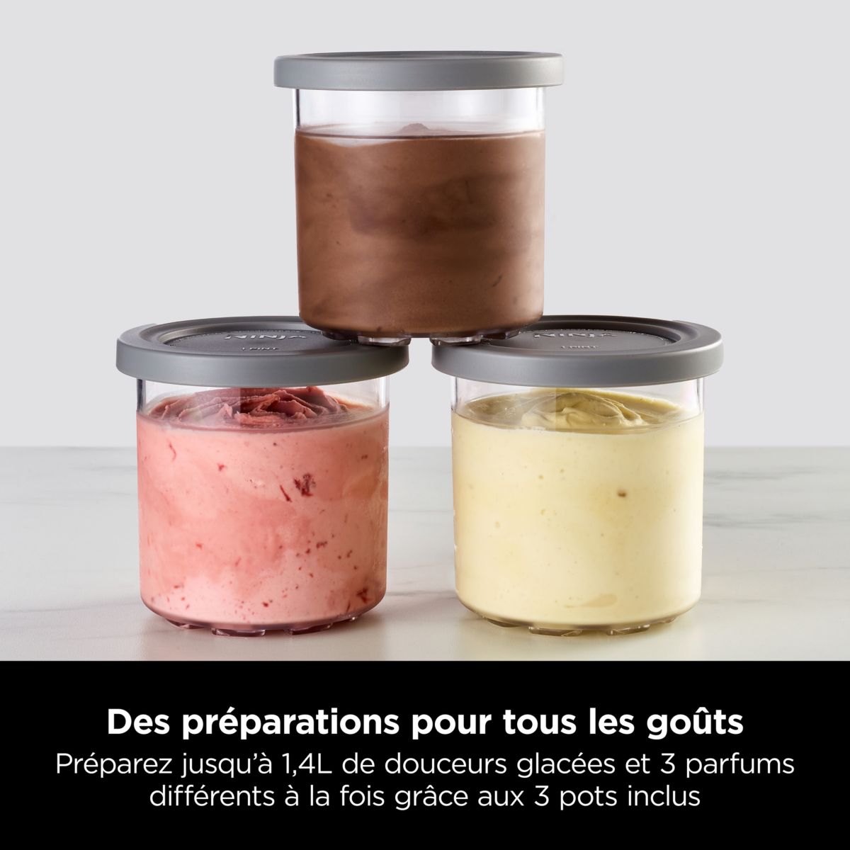Lot De 4 Récipients Ninja Creami - Compatibles NC300/301/299, Avec Couvercles Colorés Et Cuillère