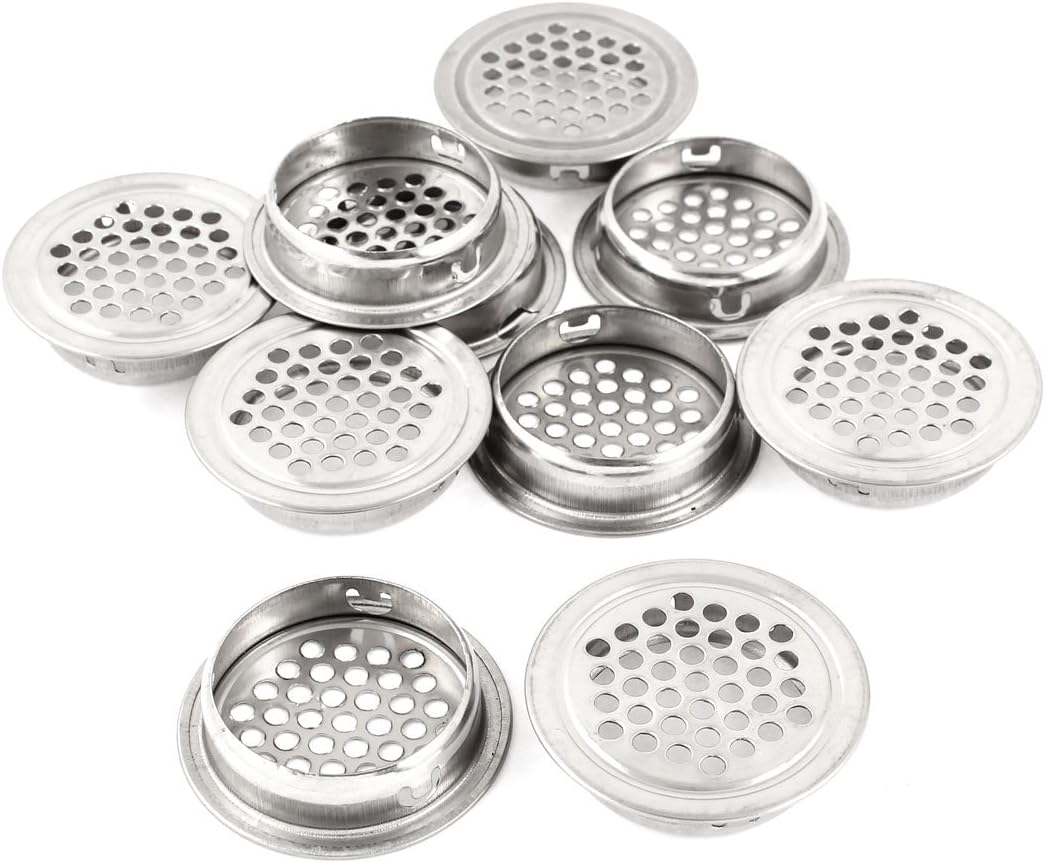 Kratka wentylacyjna dachowa, okrągła, ze stali nierdzewnej o średnicy 35mm, odpowiednia do kuchni, szaf, garderobów, typ płaski, opakowanie 20 sztuk