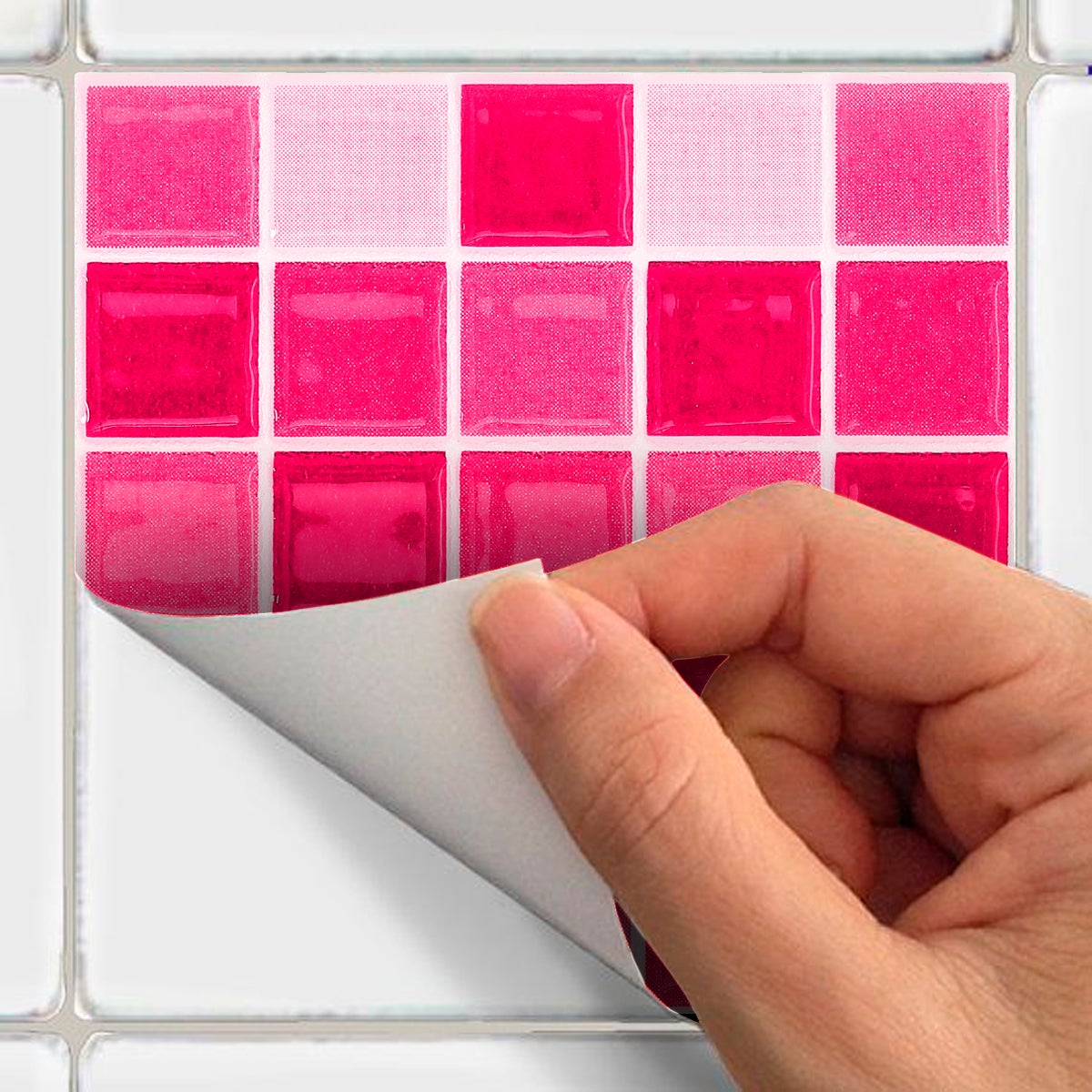 9 adesivo piastrelle azulejos mosaici tonalità di rosa - Sticker adesivo - adesivi murali - 9stickers20x20cm - 4