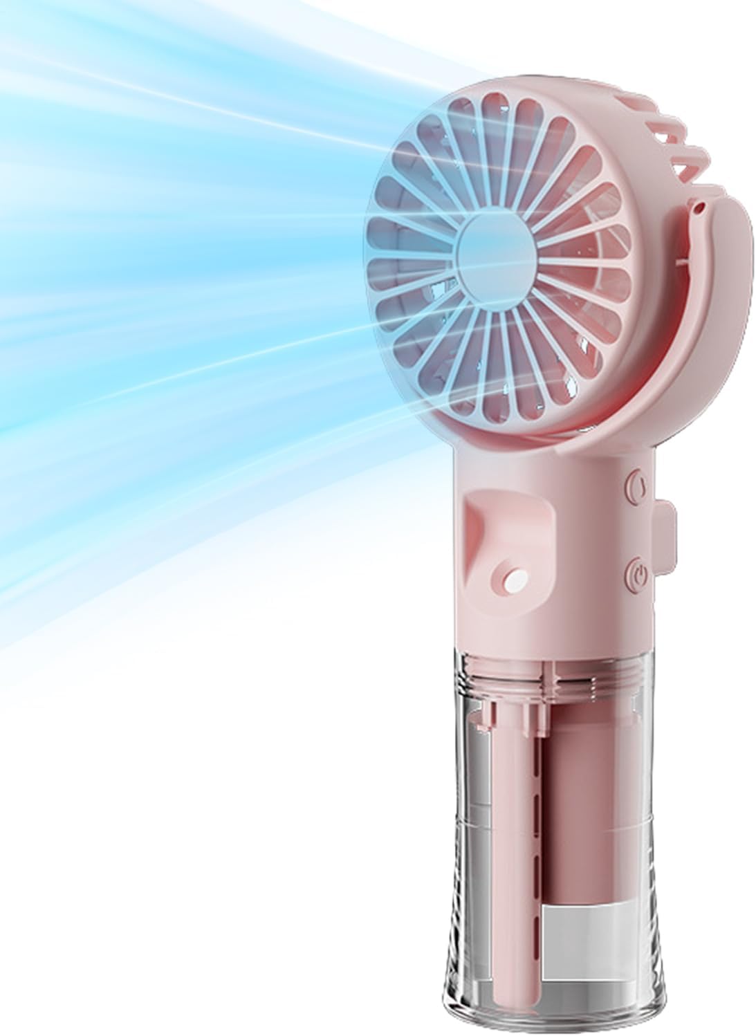 Przenośny wentylator z mgiełką | Akumulatorowy wentylator przenośny - 4-biegowa przenośna lodówka turystyczna, różowa