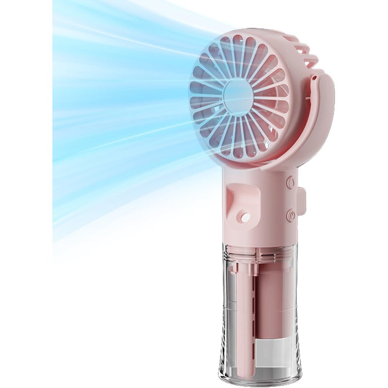 Przenośny wentylator z mgiełką | Akumulatorowy wentylator przenośny - 4-biegowa przenośna lodówka turystyczna, różowa