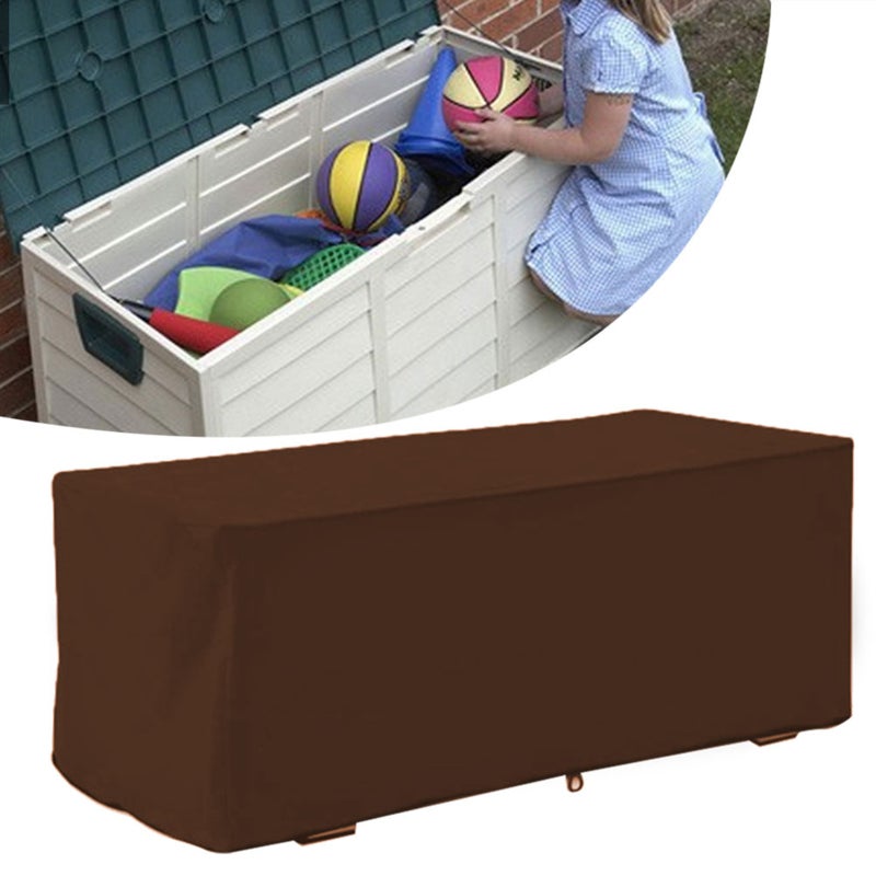 Housse de protection imperméable et résistante aux UV pour coffre de jardin, 123 x 62 x 55 cm (couleur café), Couvercle de boîte de rangement - 6