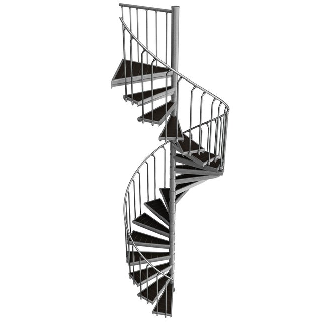 Escada exterior / Escada em espiral Ø 160 cm | Alturas : 342 - 359 cm | Revestimento dos degraus em WPC