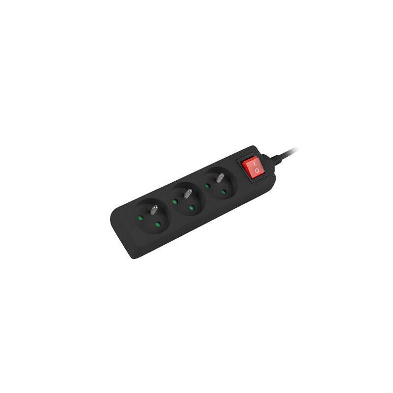 Lanberg ps1-03e-0300-bk multiprise 3m noir 3x 230v pl avec interrupteur automatique, enti�rement en cuivre - 2