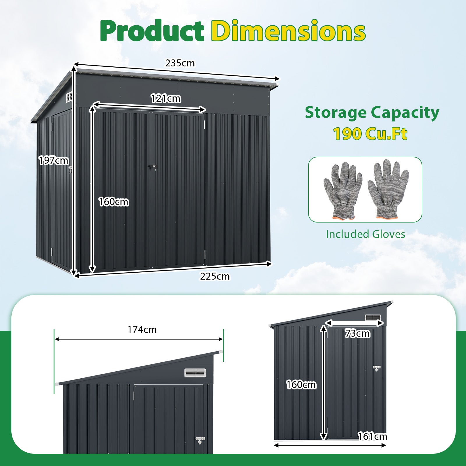 Outsunny Armoire abri de jardin remise pour outils avec porte