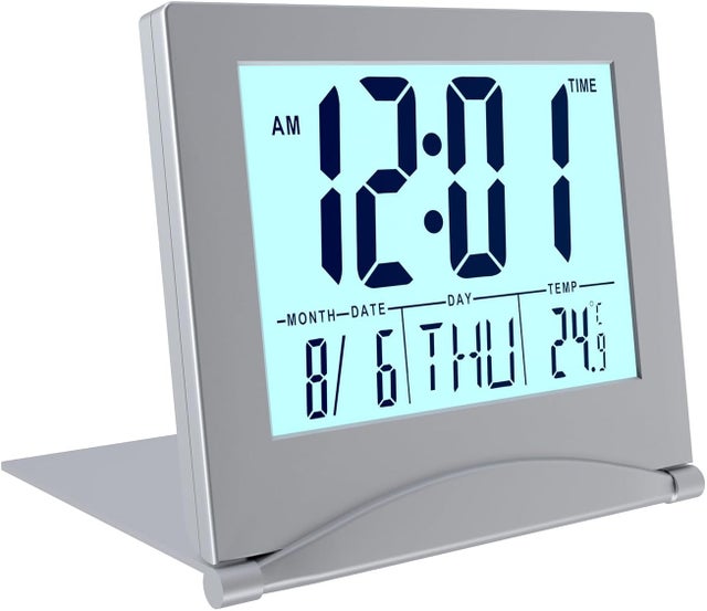 Orologio da tavolo elettronico multifunzione con retroilluminazione Sveglia digale a LED Retroilluminazione Snooze Data Ora Calendario Desktop  15