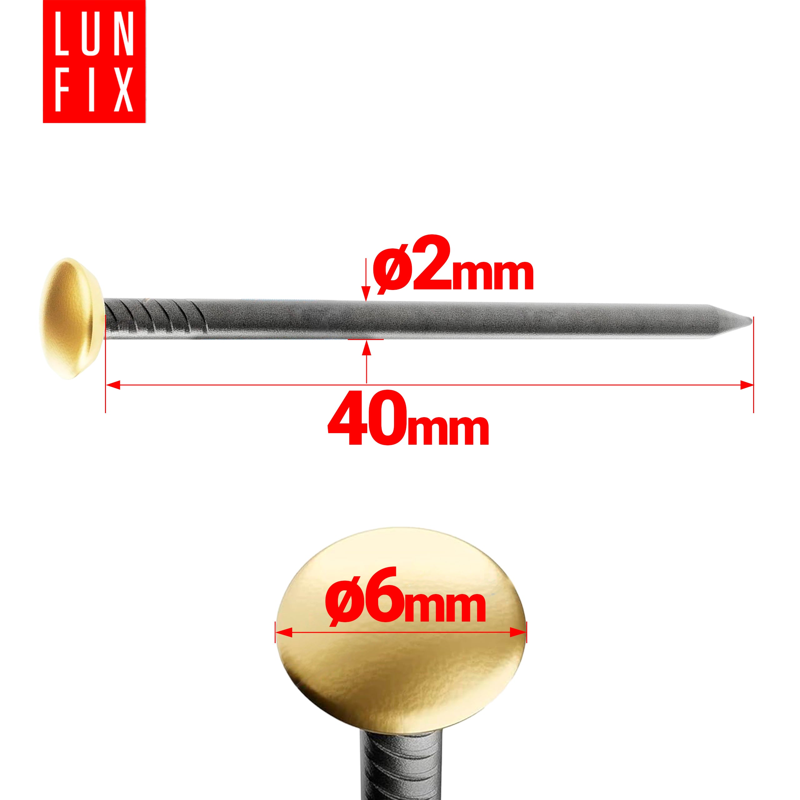 Gwoździe do obrazów złote 2x40 mm 100szt. - 2