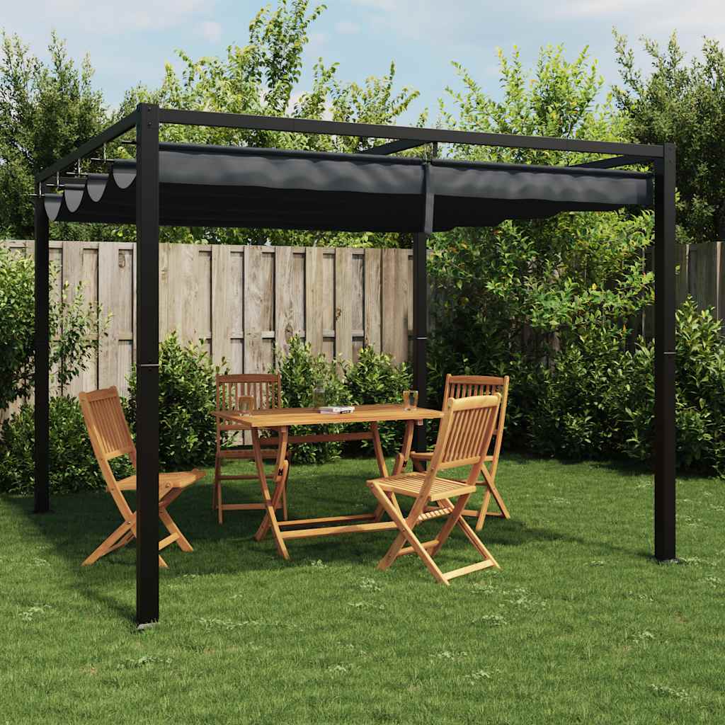Pergola Con Tetto Retrattile 3x6 M - Gazebo Grigio Antracite, 4 Piedi - Foto 7