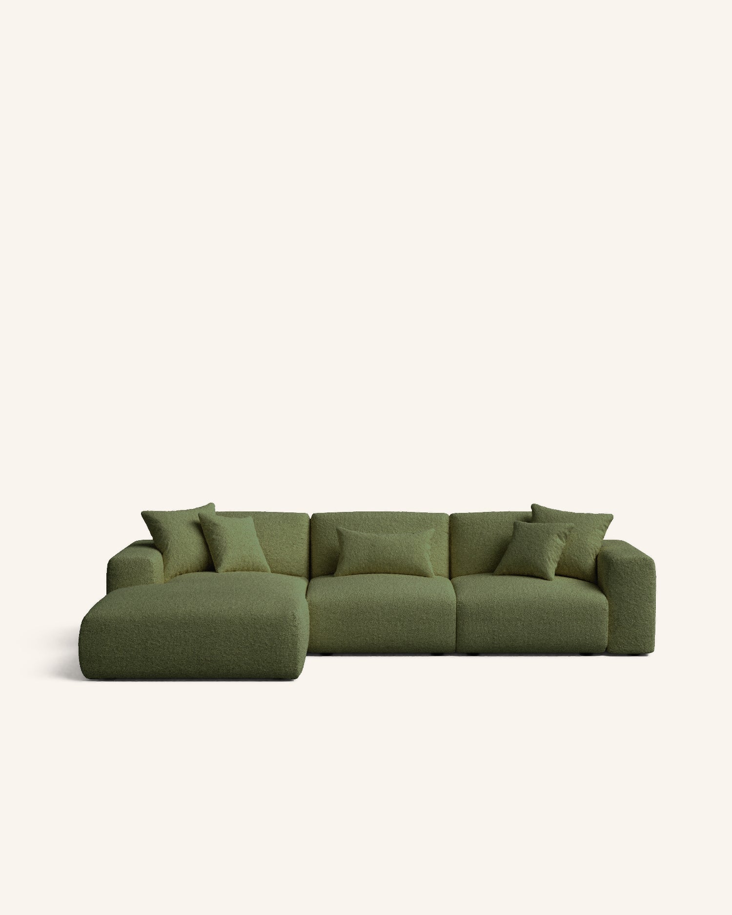 Enzo sofá chaise longue izquierdo verde bouclé hannun
