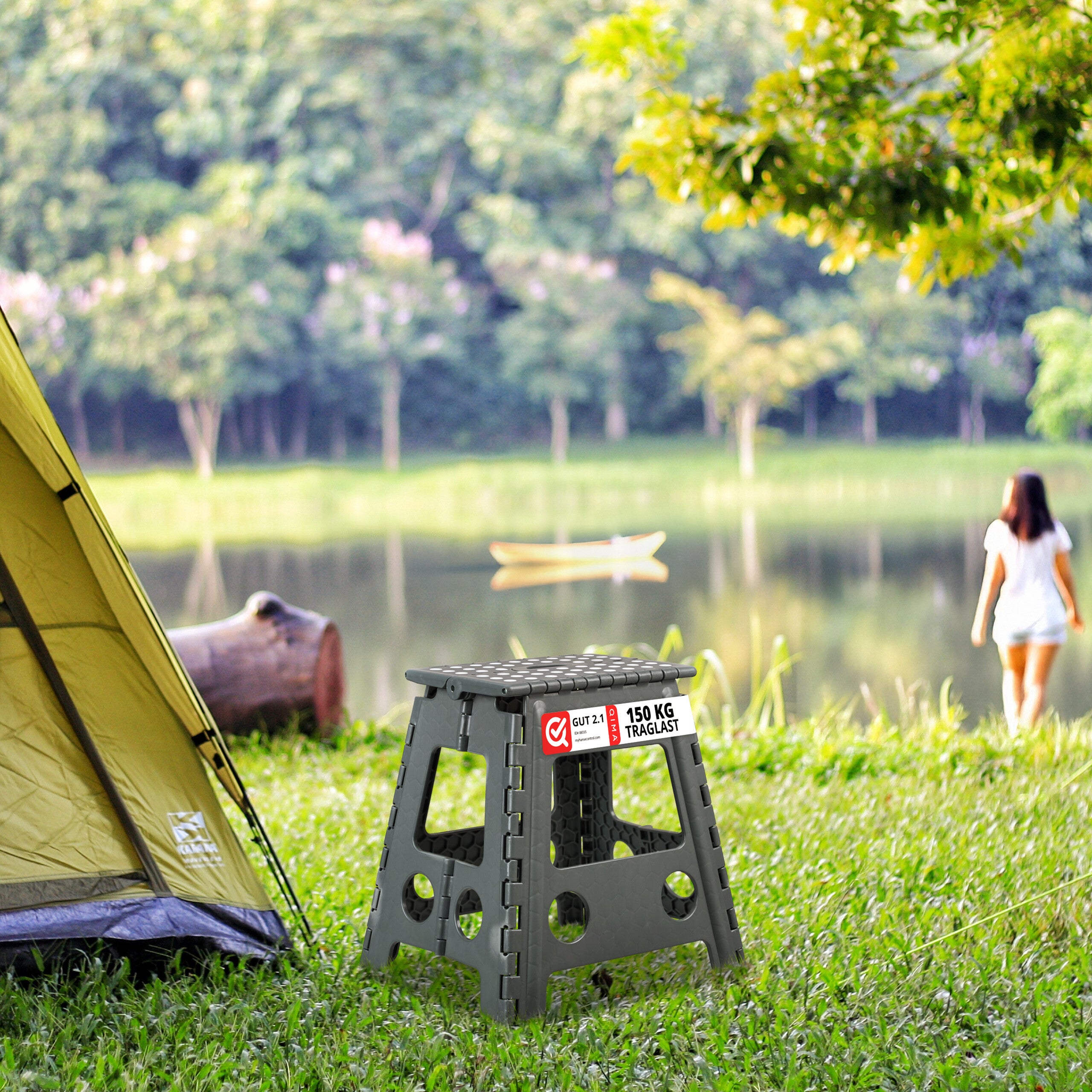 4x Sgabello Pieghevole XL, Trasportabile, da Bagno o Campeggio