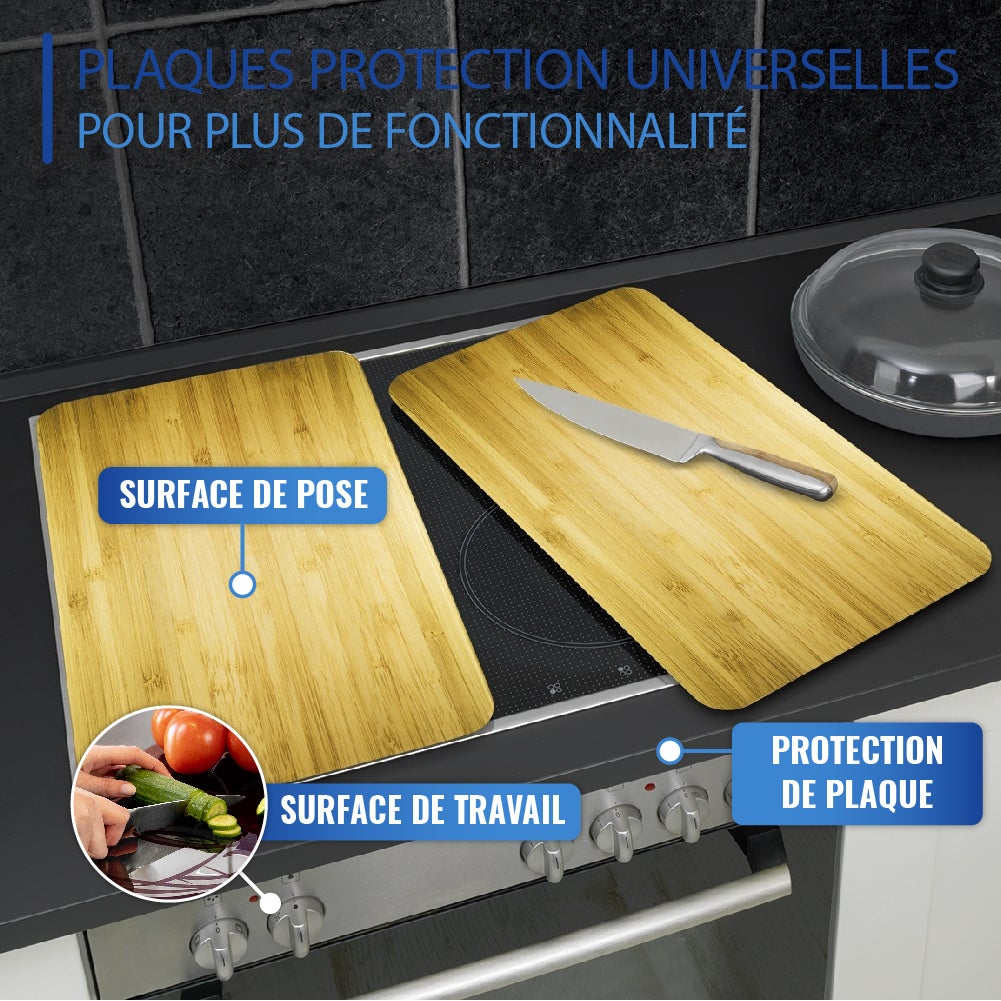 Protection universelle plaque de cuisson en verre x2 effet Bois - 4