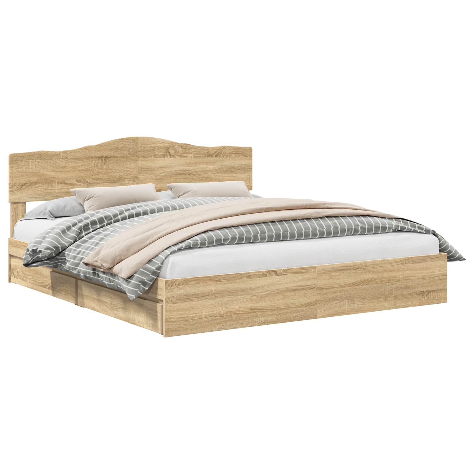 Lit de rangement chêne 180 x 200 cm panneau de bois - 2