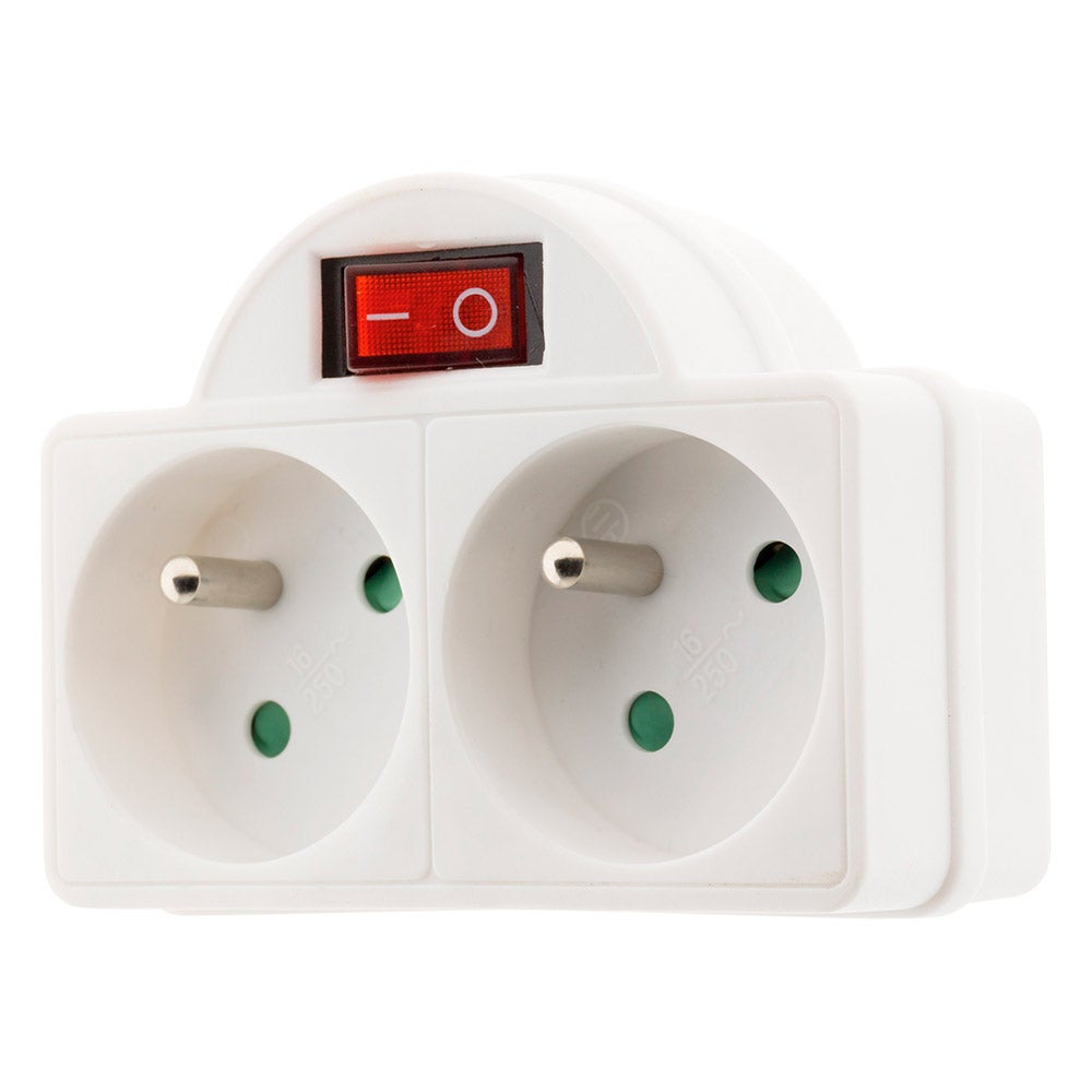 Multiprise biplite 16A + interrupteur façade - Blanc - Zenitech - 4