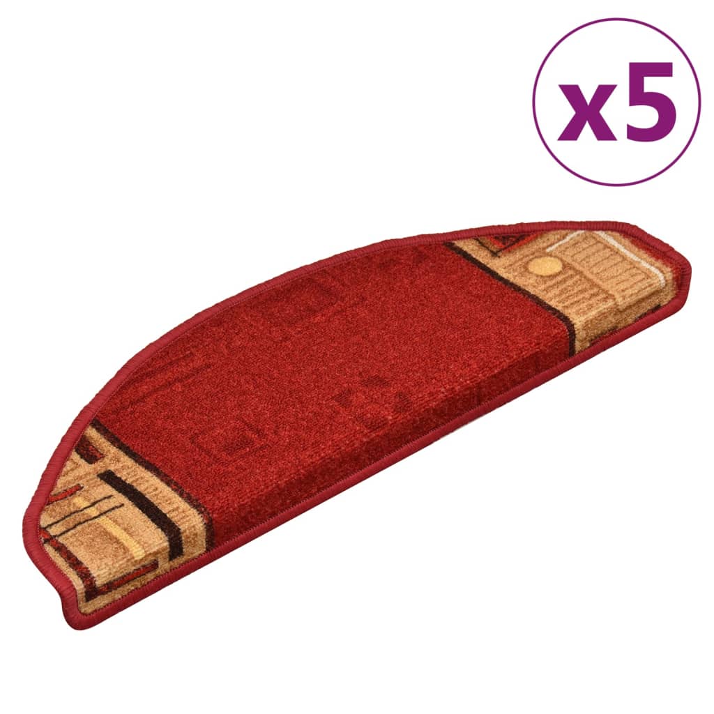 Tapis d'escalier autoadhésifs 5 pcs 65x21x4 cm Rouge - 2
