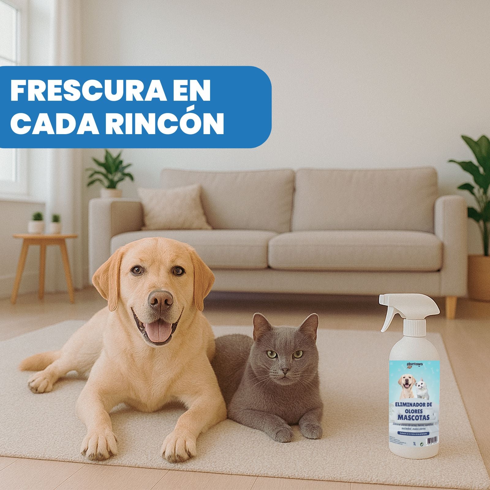 PLANTAWA Eliminador de Odores Instantâneo para Animais de Estimação 1l. Neutralizador de Odores Enzimático Urina Fezes Vómito. - 7