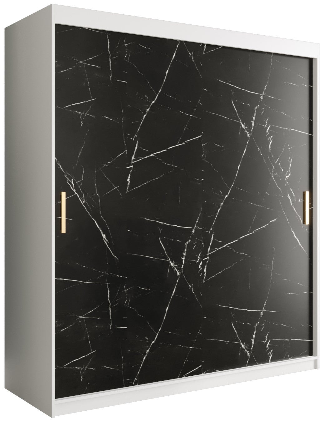 Szafa przesuwna garderoba MARMUR T 180 x 62 x 200 cm Biały + Marmur Czarny - Abiks Meble