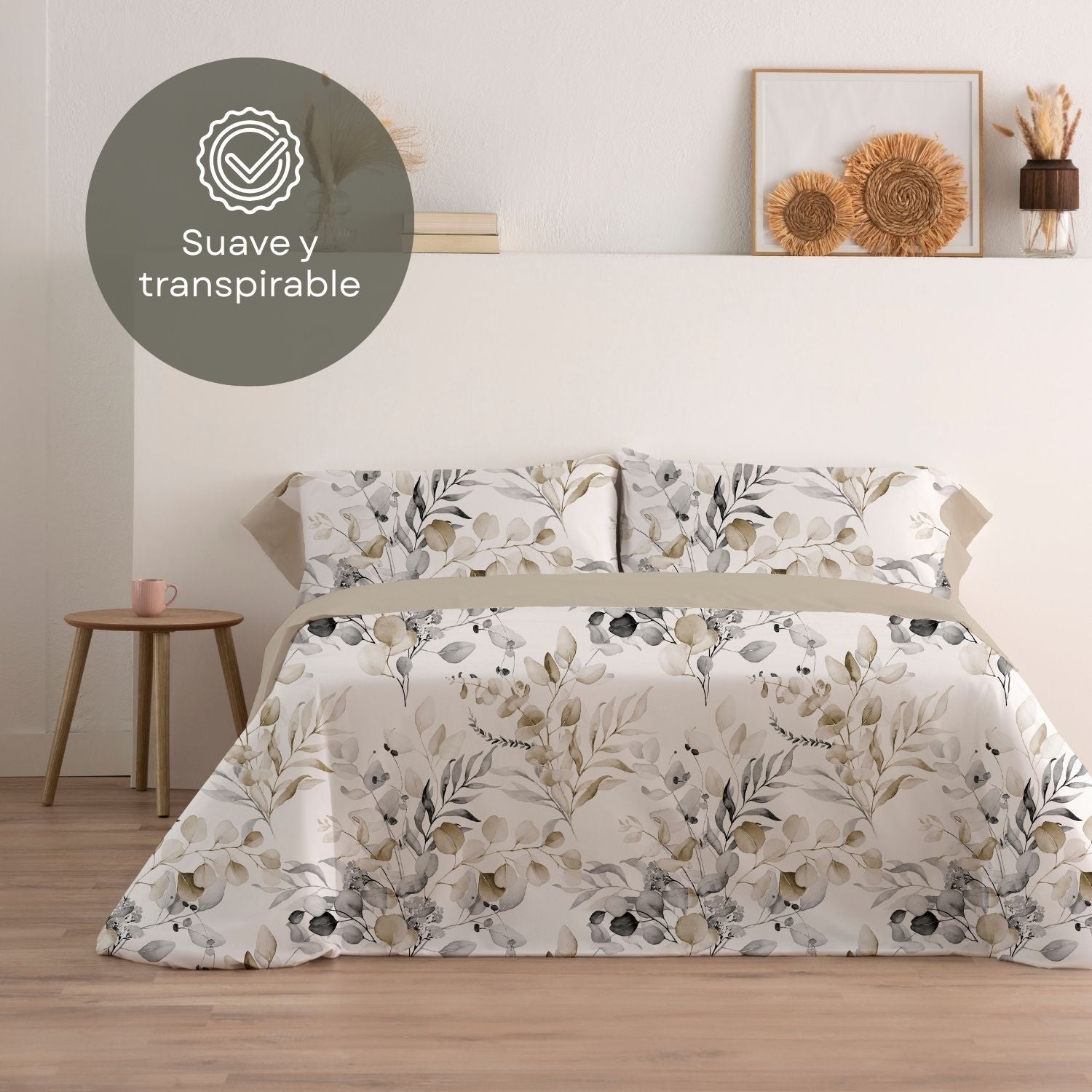 Jogo de Lençóis 144 fios Ahoa Bege Cama 160cm (4 peças) Donegal Collections - 5