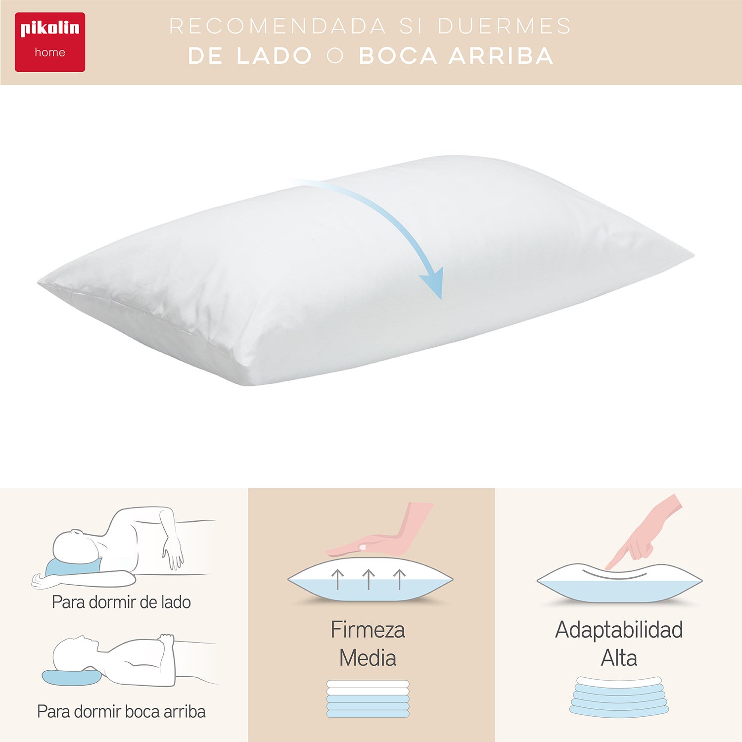 Oreiller 40x75cm PIKOLIN HOME Duvet Housse en coton - 5