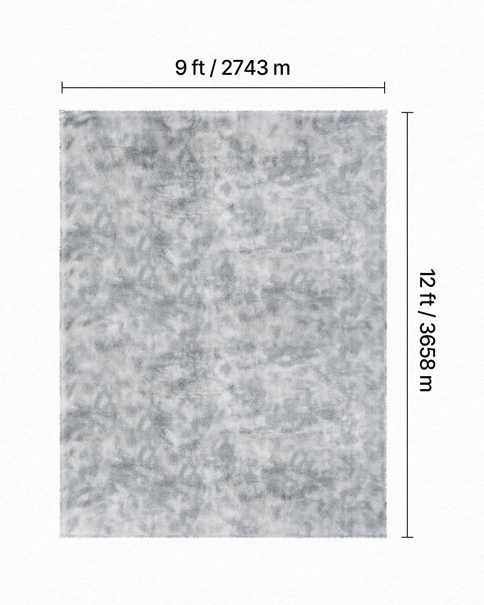 Tapete felpudo VEVOR 2,74 x 3,66 m, retangular para decoração de interiores, com forro macio em não-tecido para sala de estar, quarto, cinza claro - 3