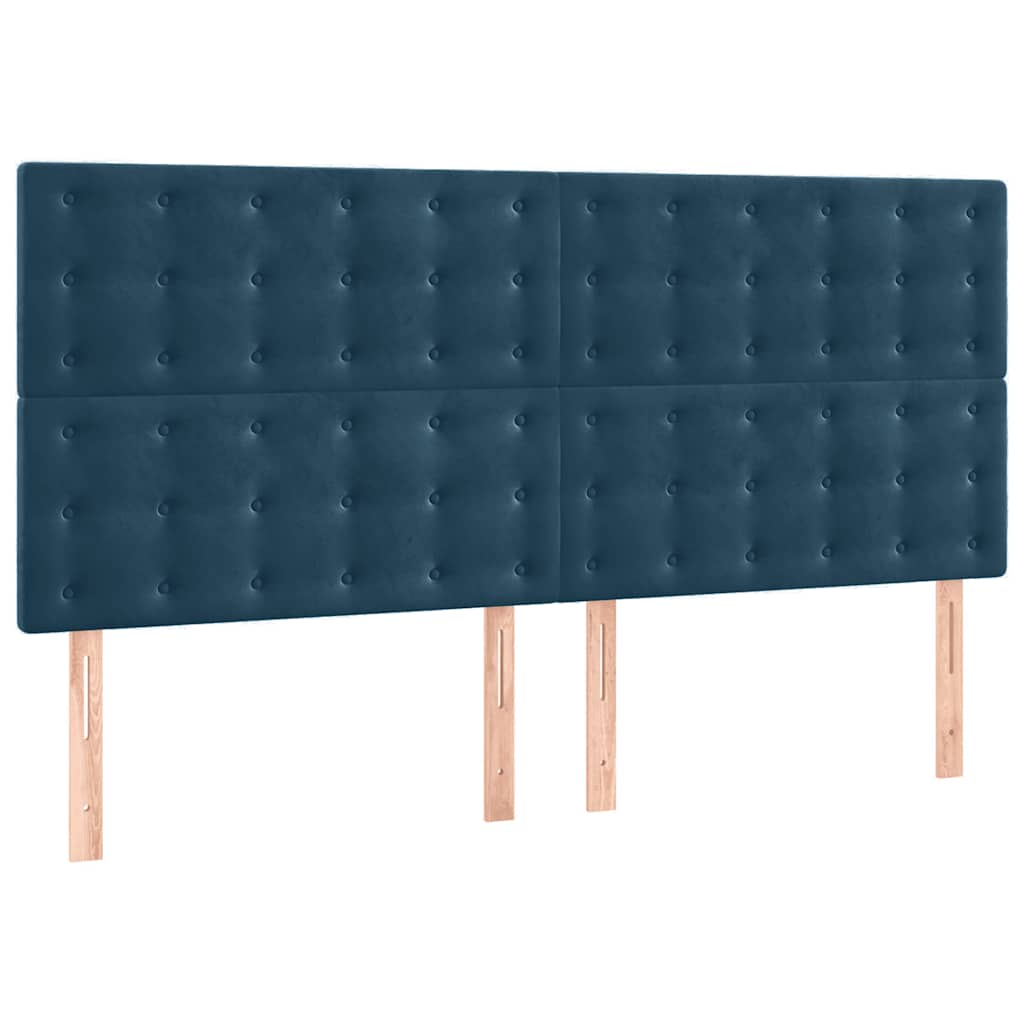 Cadre de lit sans matelas, en velours, bleu foncé, pour la chambre, 160 × 200 cm - 8