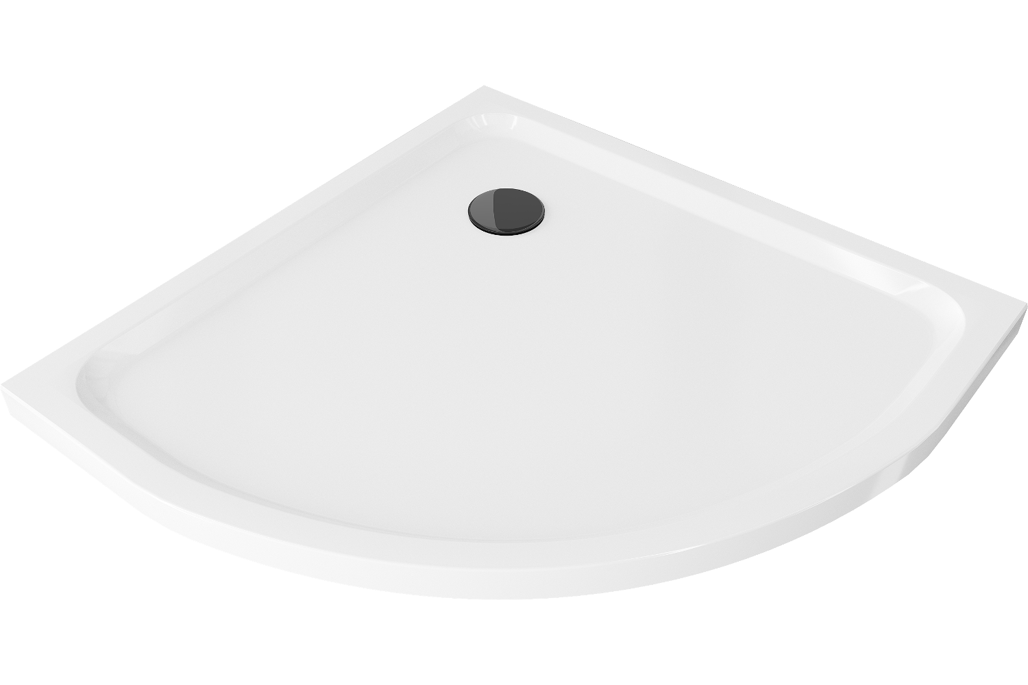 Mexen Flat brodzik półokrągły slim 80 x 80 cm, biały, syfon czarny - 41108080B