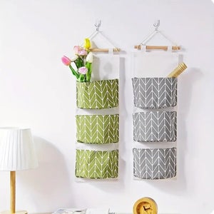 Portaoggetti Da Parete Con 3 Scomparti – 32x68x10 Cm, Grigio, Con Ganci, Per Cucina, Bagno, Camera E Dormitorio