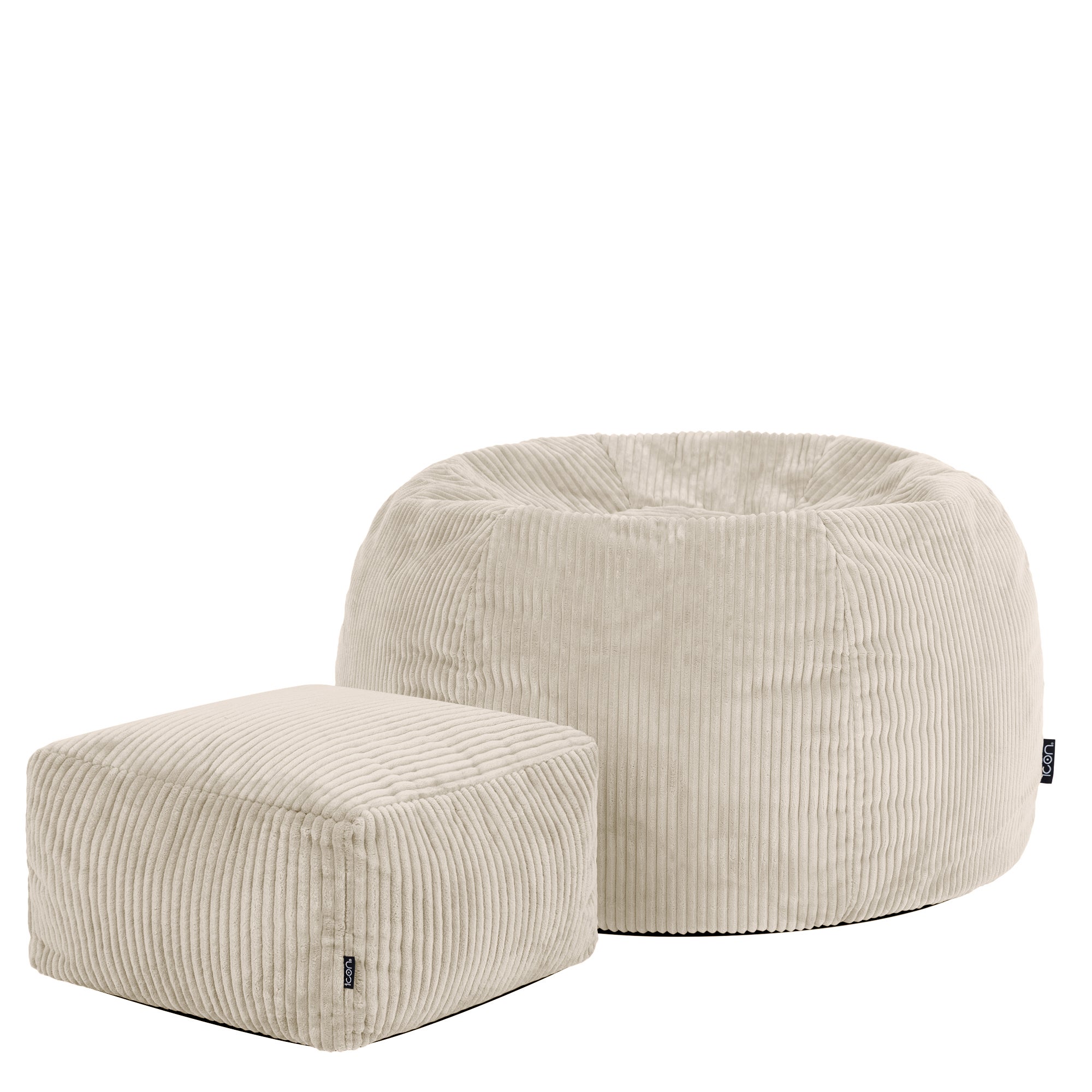 Pouf Icon poggiapiedi Icon, soggiorno, camera da letto, velluto a coste beige ghiaia, 85x85 cm, Made in Germany, Oeko-Tex® - 5