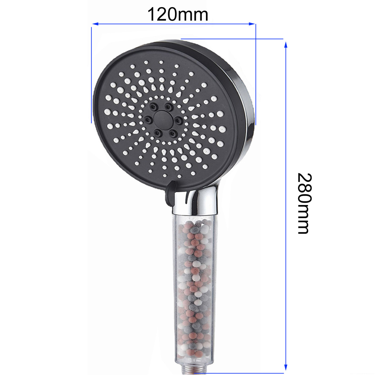 Pommeau de Douche,avec Filtre à Billes,5 Modes Spray,Pommeau de Douche Portatif à Grand Débit,Des Métaux Lourds,Des Impuretés,avec Tuyau de 1.5M - 3