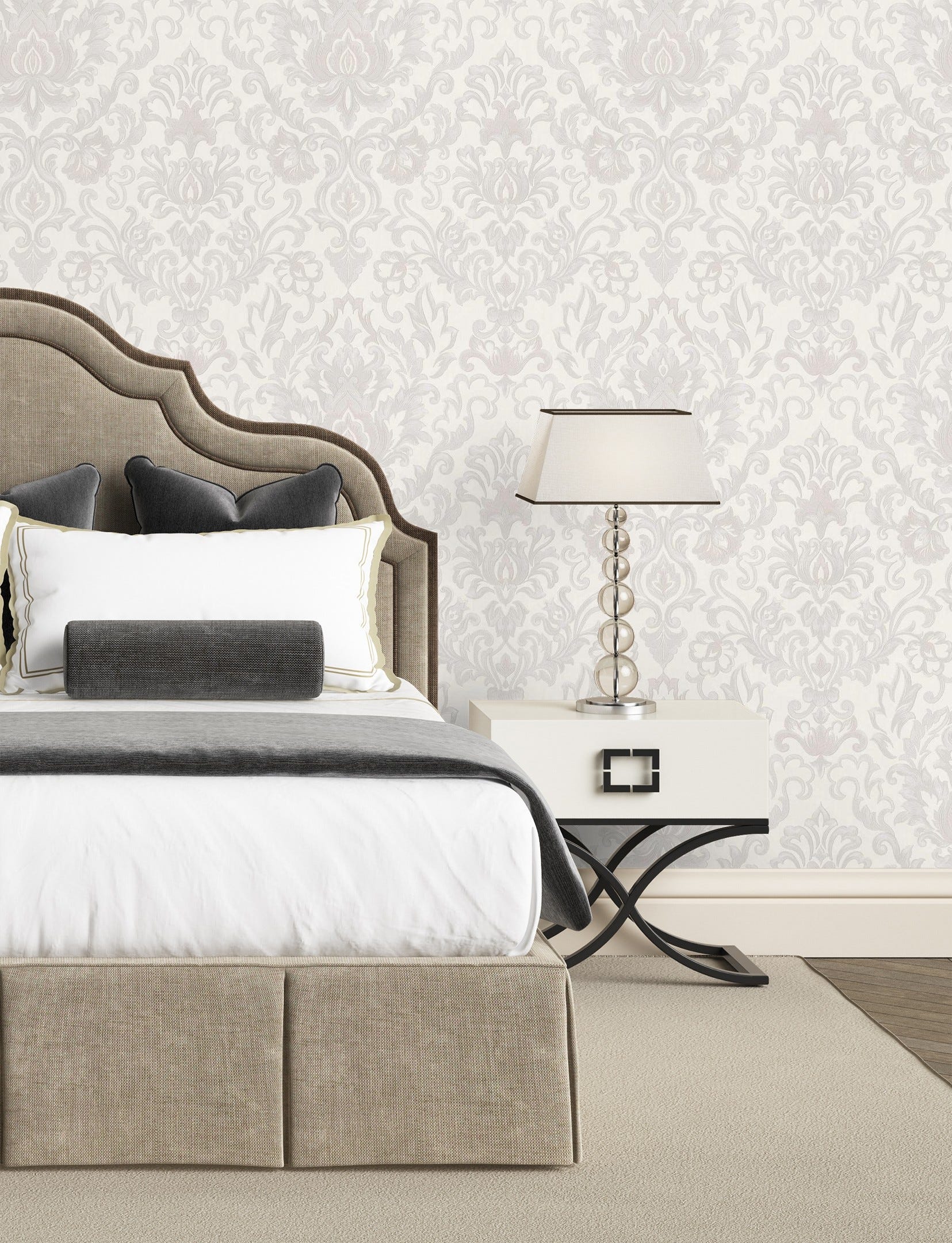 Papel Pintado Pared Damasco Gris Oscuro - Damasco Barroco Gris Oscuro Behangexpresse Rollo De 10 M X 0 53 M 94087946