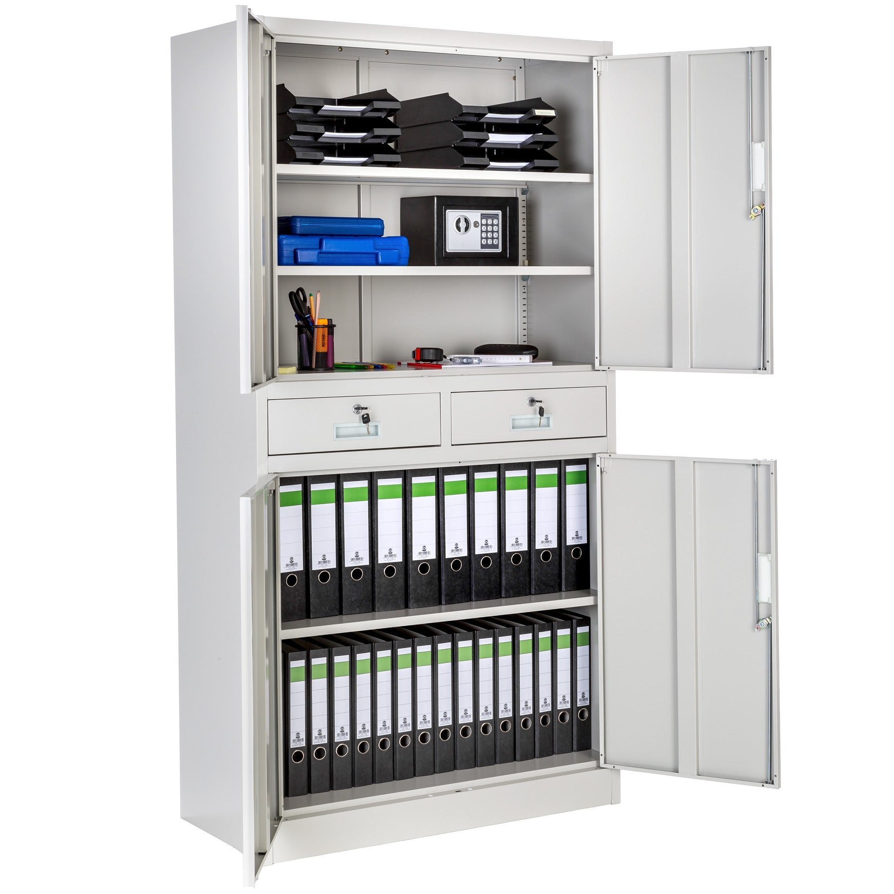 Armoire métallique de classement avec 2 tiroirs 40 x 90 x 180 cm en acier lâqué époxy TECTAKE - 3