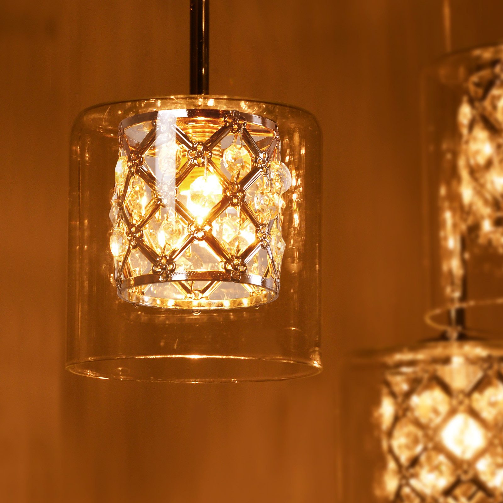 NETTLIFE Lampe Suspendue Pour Salle à Manger En Verre G9 Cristal Moderne à Hauteur Réglable - 4