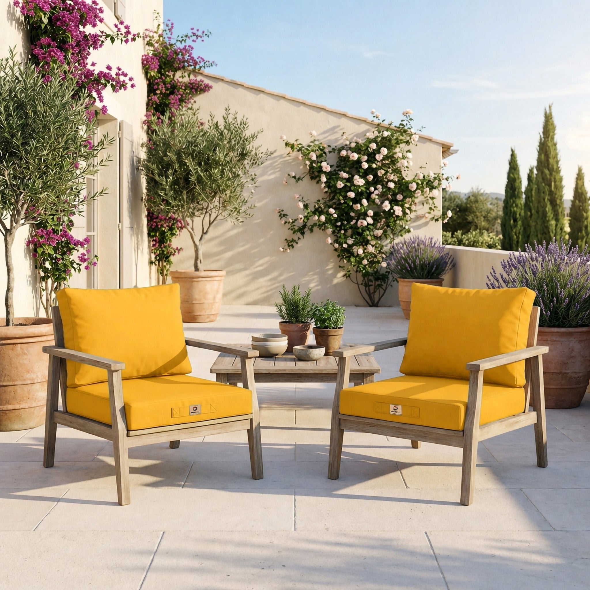 Coussins pour salon de jardin déhoussable 50x50cm Jaune - 2