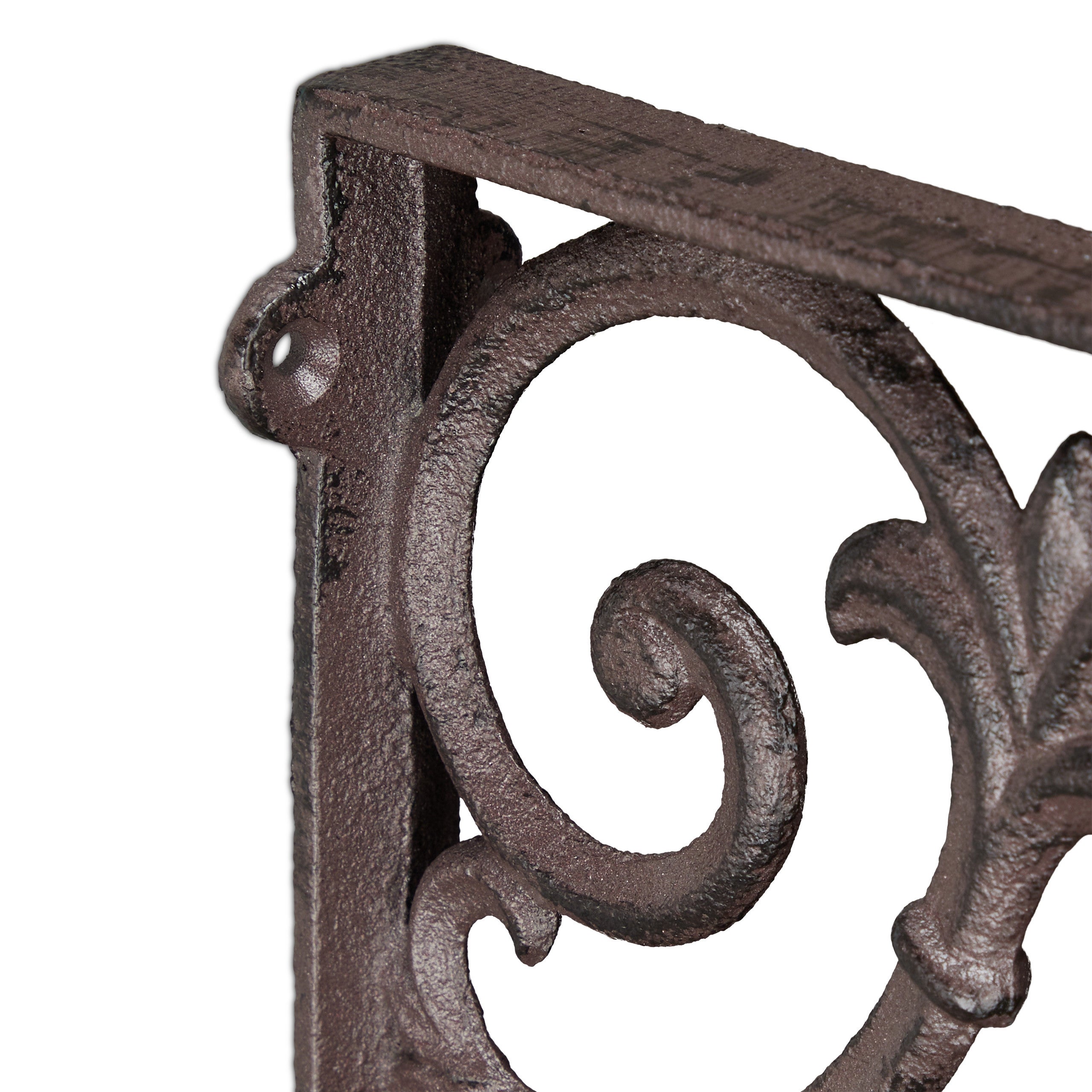 Équerres pour étagère murale, lot de 2, taille M, 24,5 x 4 x 24,5 cm, fonte marron à ornements baroques, style vintage, Relaxdays - 6