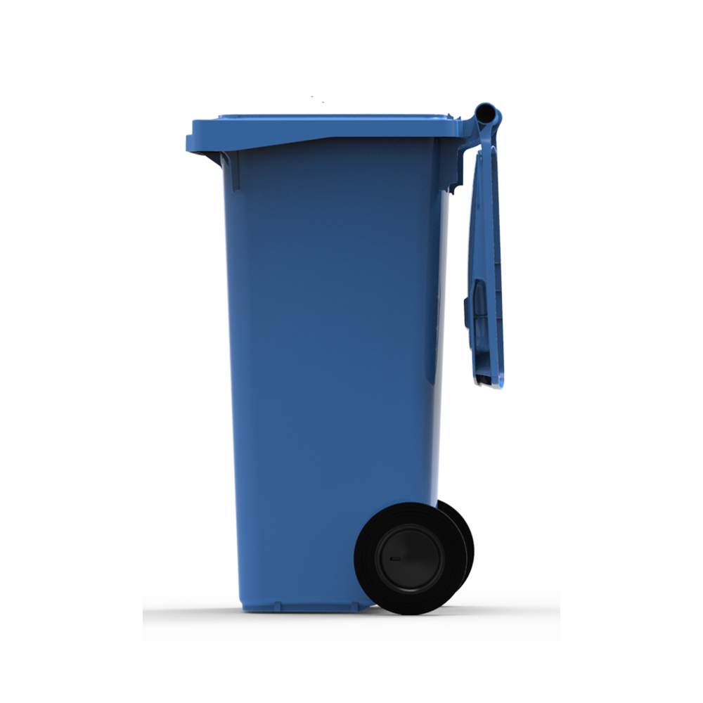 ESE France Conteneur Poubelle à déchets 2 roues - 120L - Robuste et Économique - 100% Recyclé - Bleu - Fabriqué en France - 3